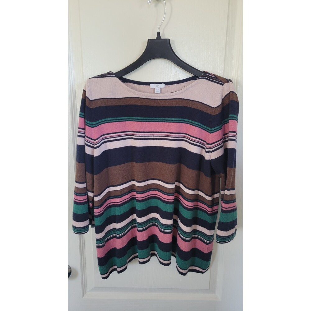 J. Jill Multi Color Striped Lightweight Sweater